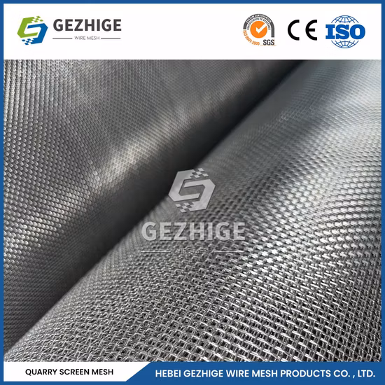 Gezhige 높은 인장 65mn 45# 망간 강철 철 철사에 의하여 길쌈되는 채석장 바위 사각 구멍 주름을 잡은 철사 채광 스크린 메시